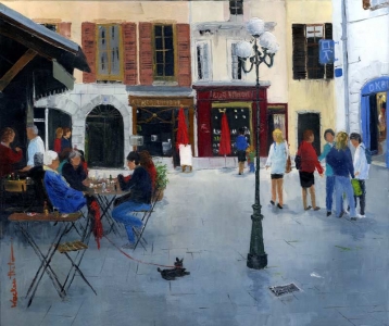 Le Café Botanique, à l'angle de la Place Saint Léger et de la Rue Croix d'Or, Nicole Wackenthaler