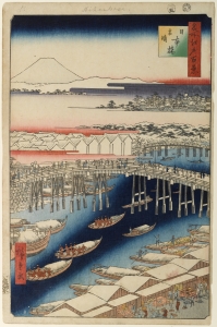 1 - Printemps - Le pont Nihonbashi - Temps clair après une chute de neige - Hiroshige