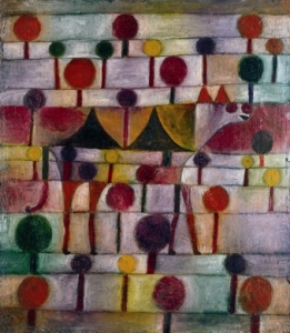 Chameaux dans un paysage rythmé d'arbres, Paul Klee (1920)